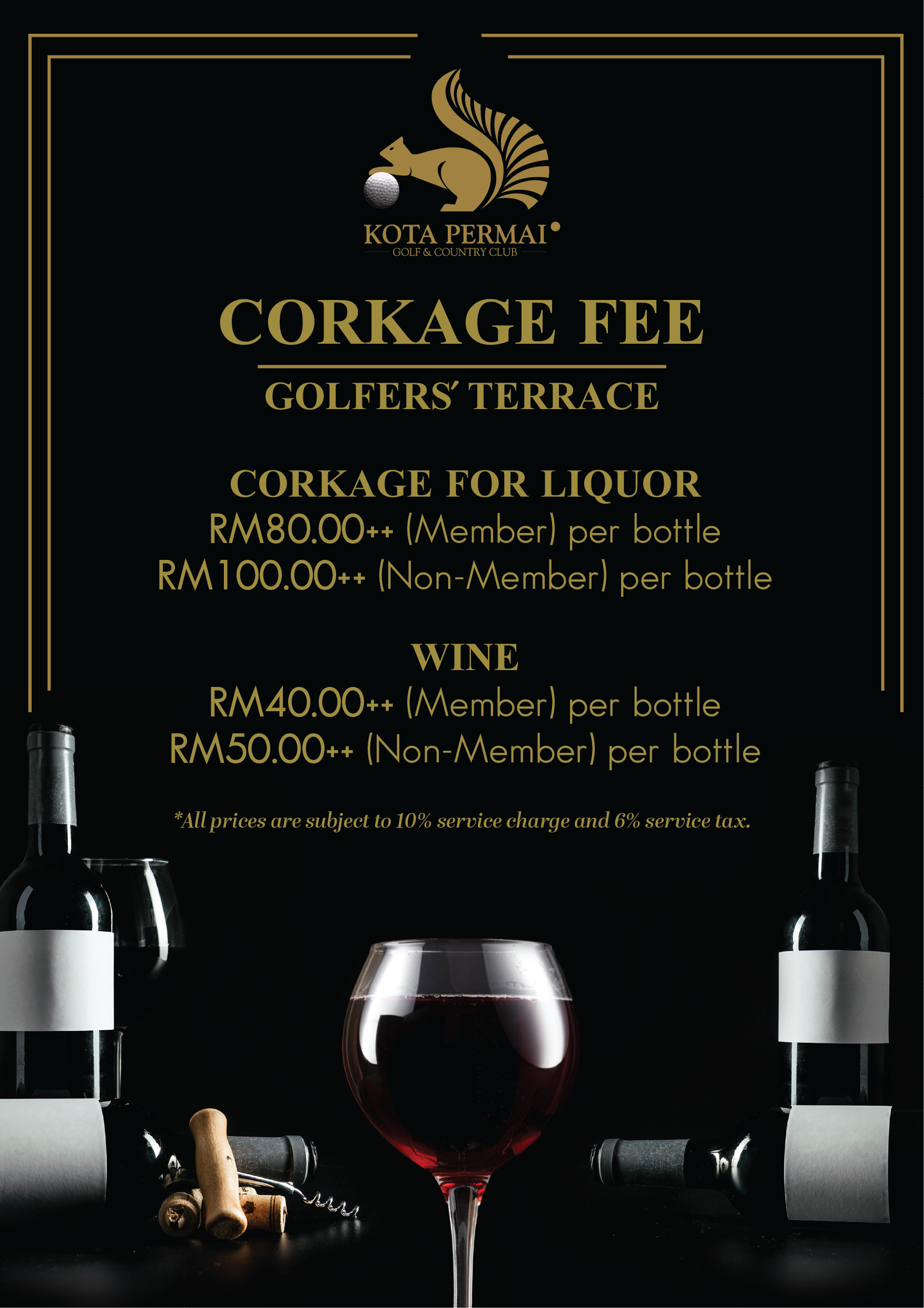 Corkage Fee Kota Permai Golf and Country Club